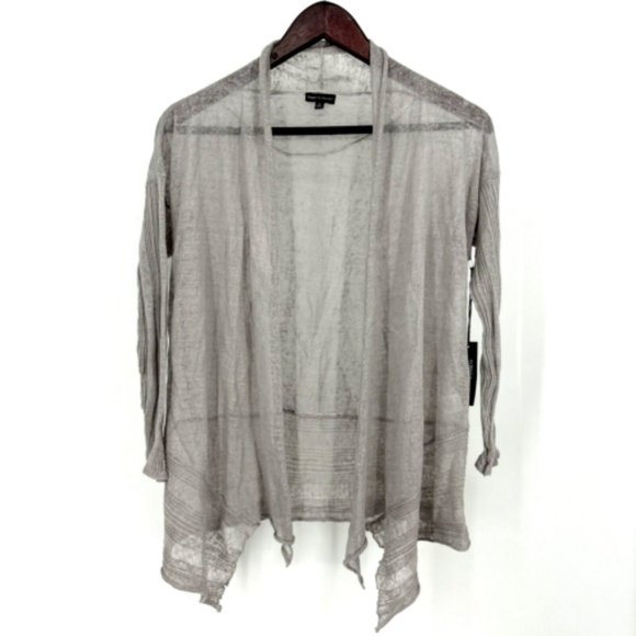 Rebecca Elliot Cardigan Open Front Gray Lightweight Linen Blend Small NWT $110 - Picture 1 of 8